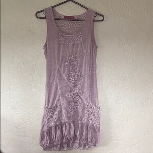 Mauve Sleeveless Tunic with Embroidered Details